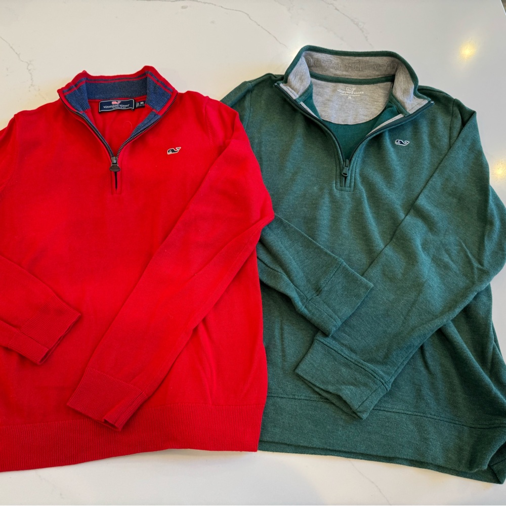 Kids Vineyard vines three quarter zip up sweaters. Originally priced at $65 each